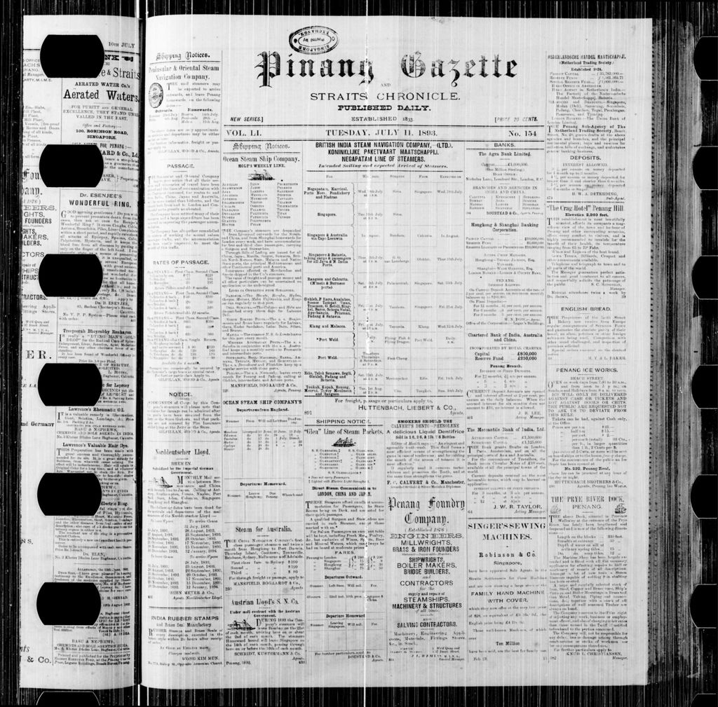 Miniature of Pinang Gazette and Straits Chronicle 11 July 1893