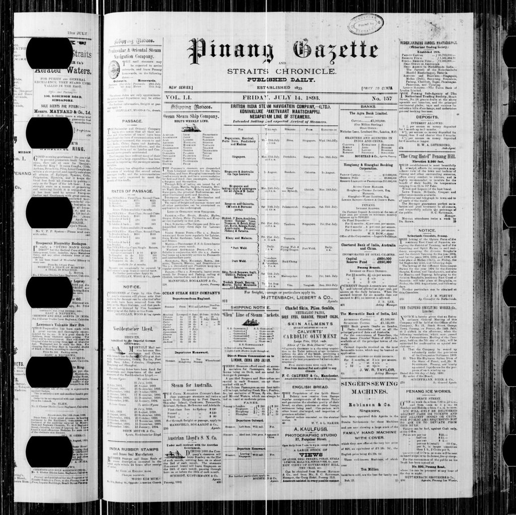 Miniature of Pinang Gazette and Straits Chronicle 14 July 1893