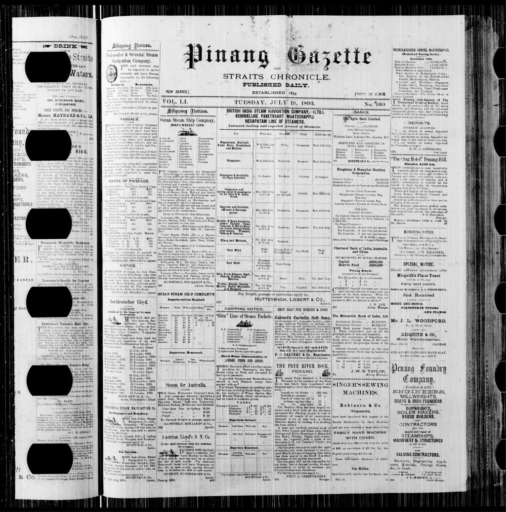 Miniature of Pinang Gazette and Straits Chronicle 18 July 1893