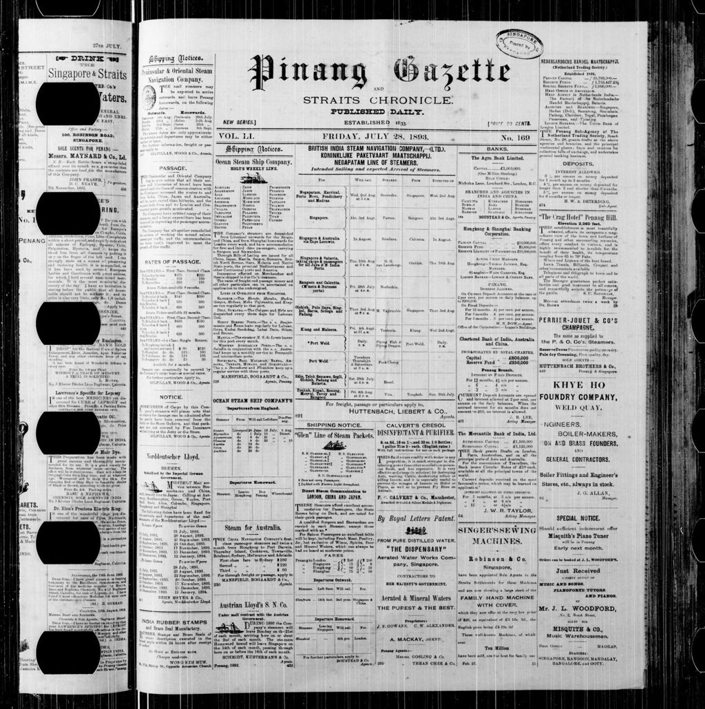 Miniature of Pinang Gazette and Straits Chronicle 28 July 1893