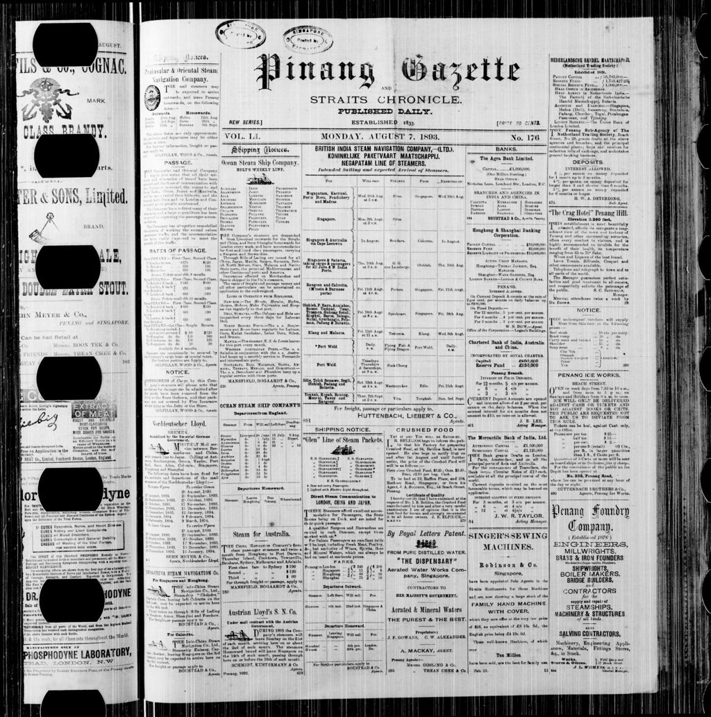 Miniature of Pinang Gazette and Straits Chronicle 07 August 1893