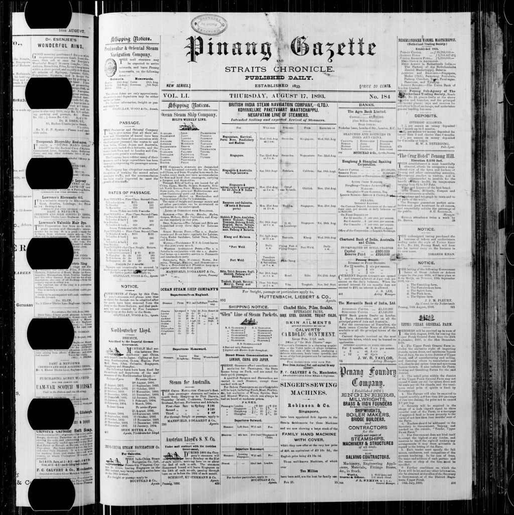 Miniature of Pinang Gazette and Straits Chronicle 17 August 1893