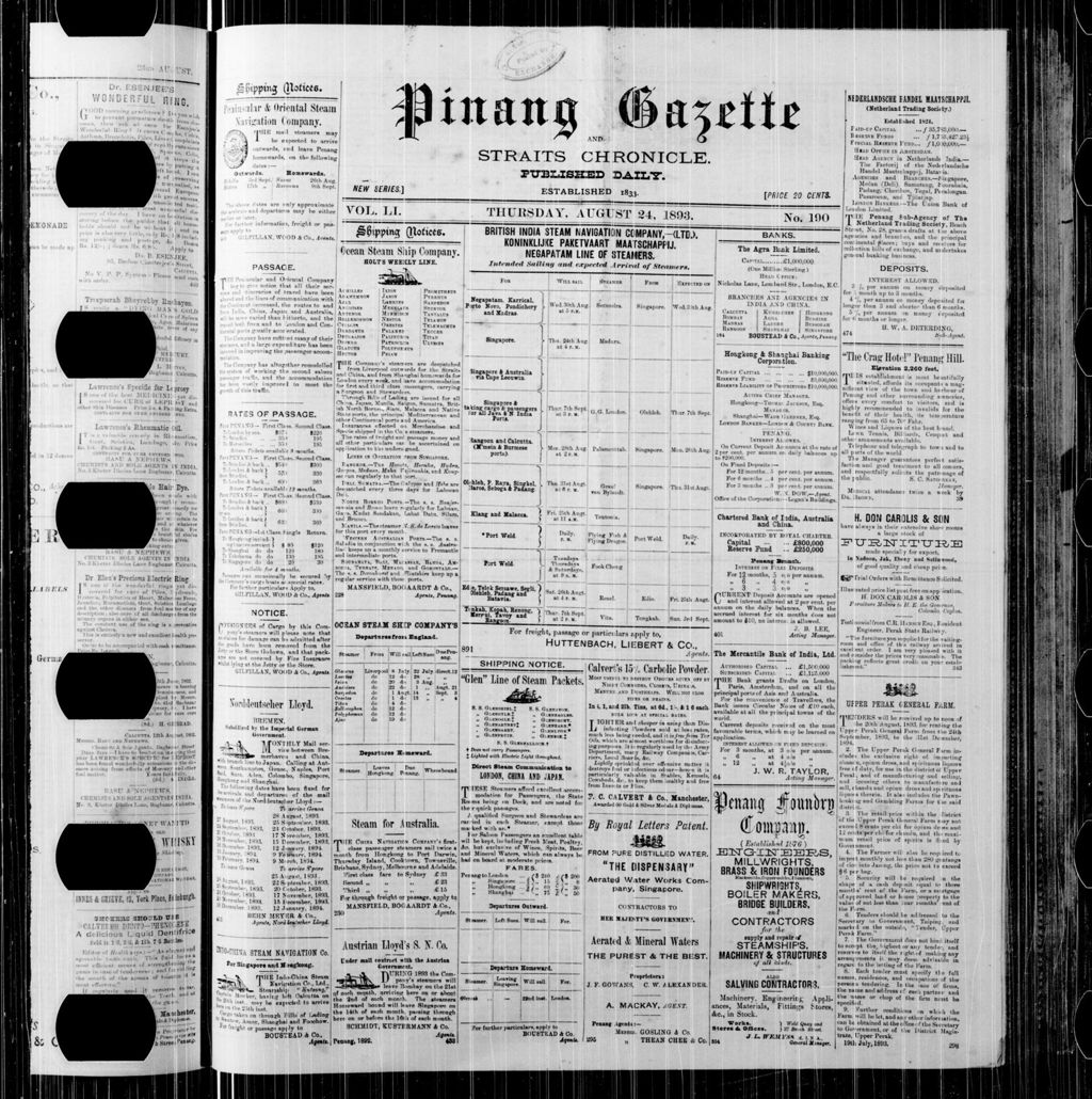 Miniature of Pinang Gazette and Straits Chronicle 24 August 1893