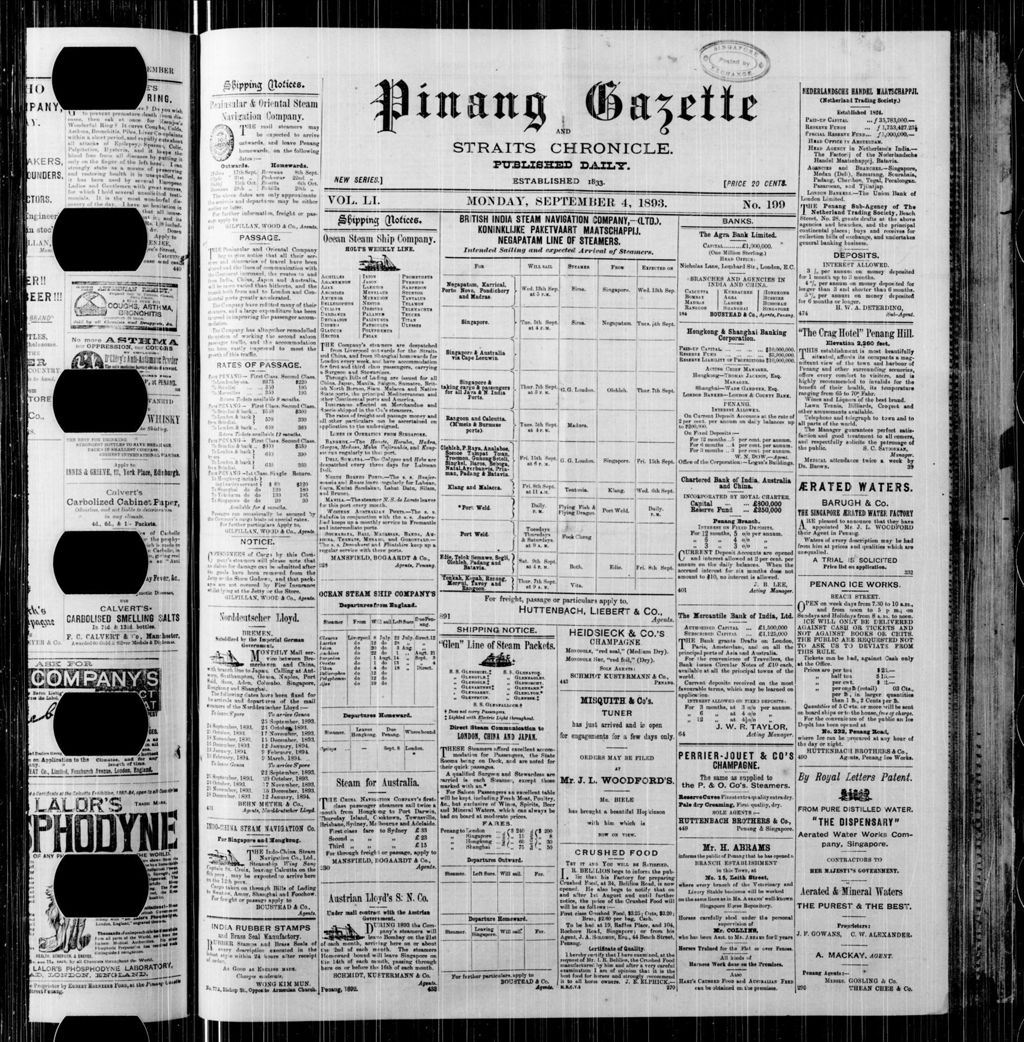 Miniature of Pinang Gazette and Straits Chronicle 04 September 1893