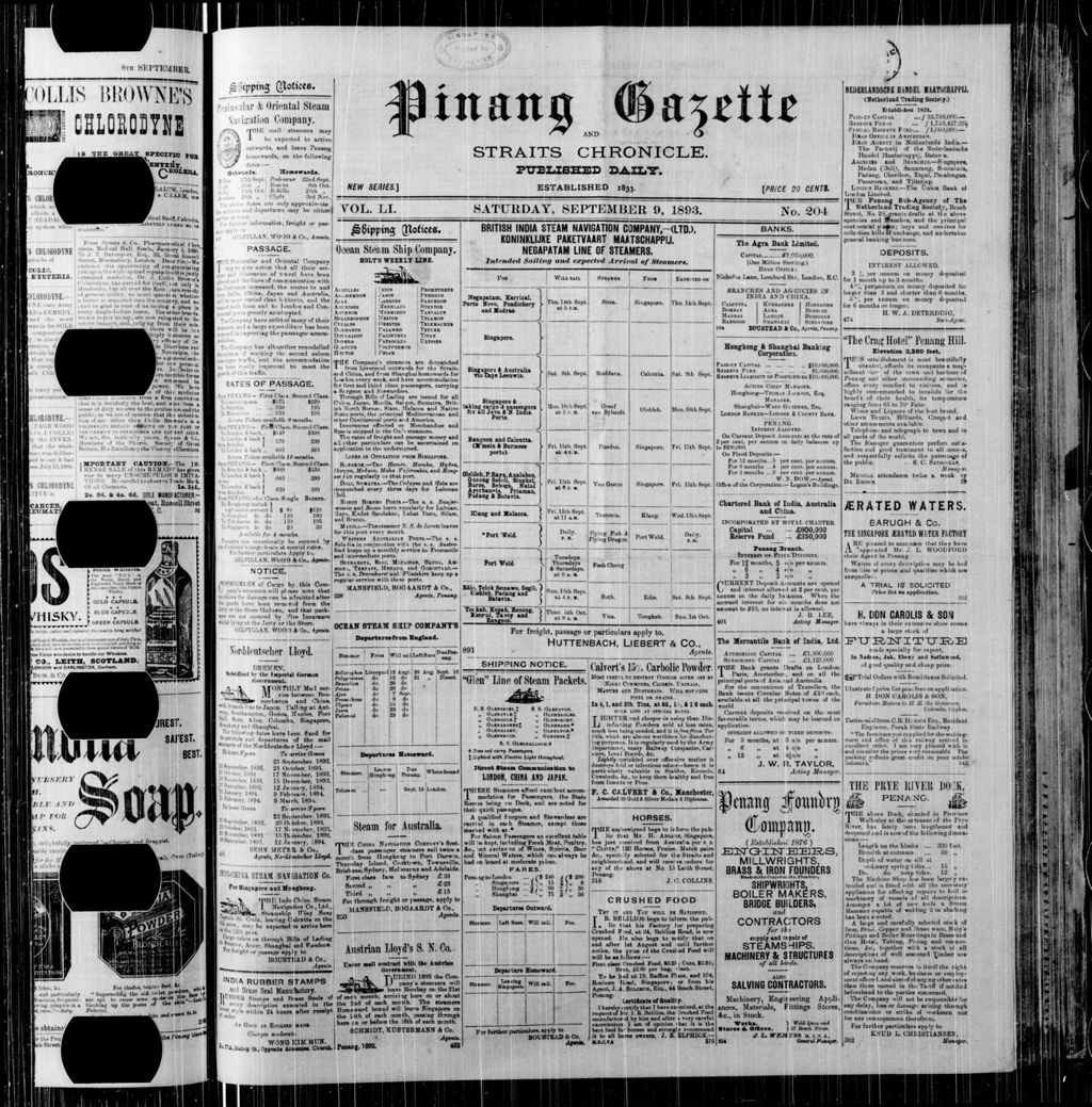 Miniature of Pinang Gazette and Straits Chronicle 09 September 1893