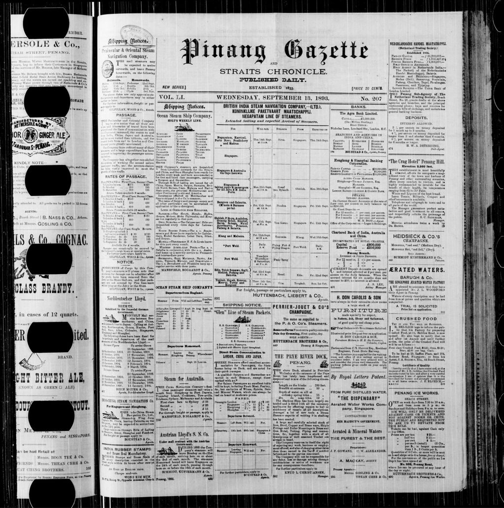 Miniature of Pinang Gazette and Straits Chronicle 13 September 1893