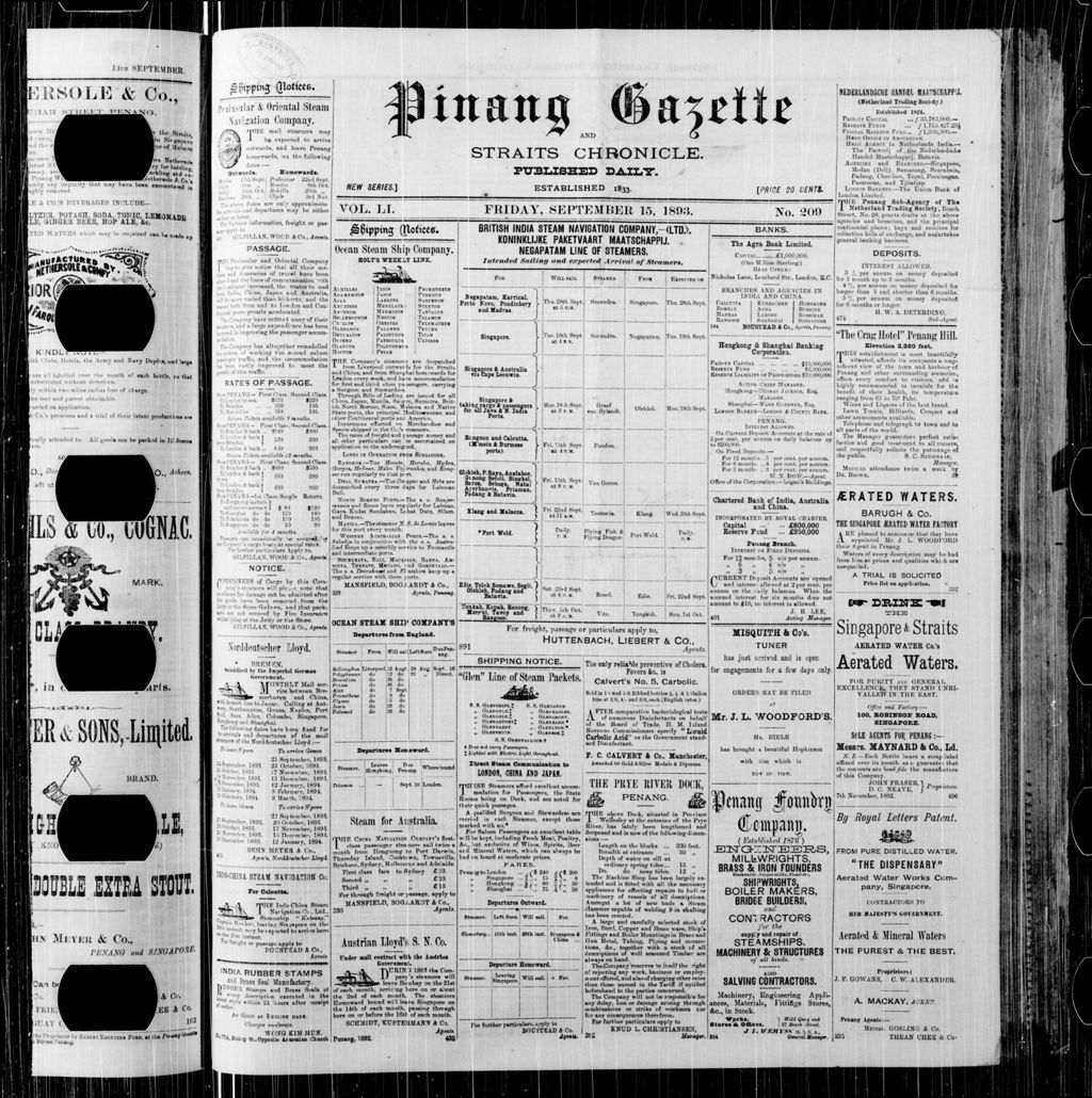 Miniature of Pinang Gazette and Straits Chronicle 15 September 1893