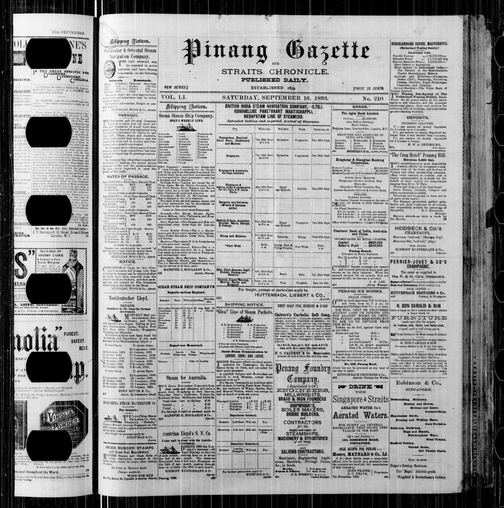 Miniature of Pinang Gazette and Straits Chronicle 16 September 1893