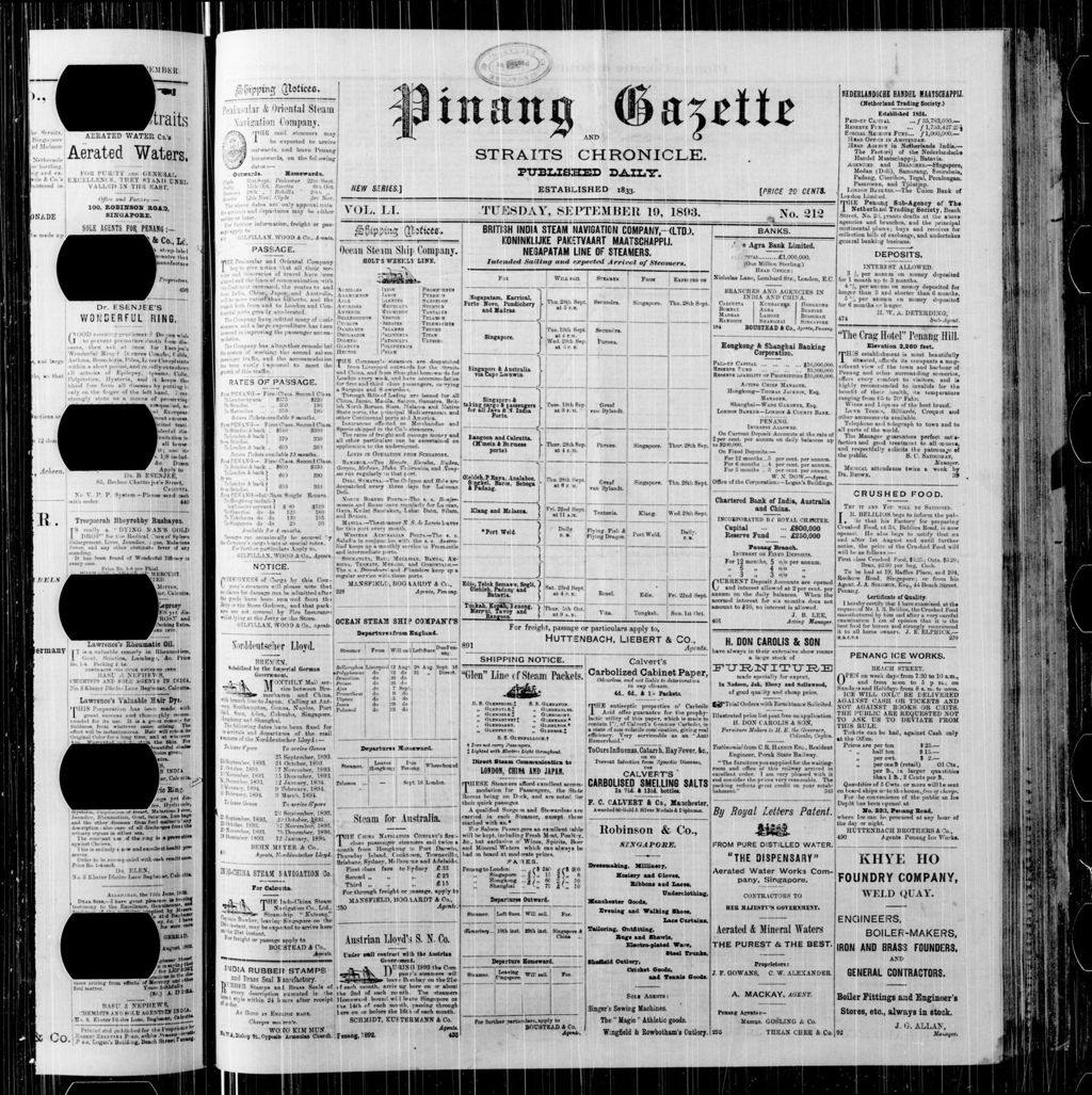 Miniature of Pinang Gazette and Straits Chronicle 19 September 1893