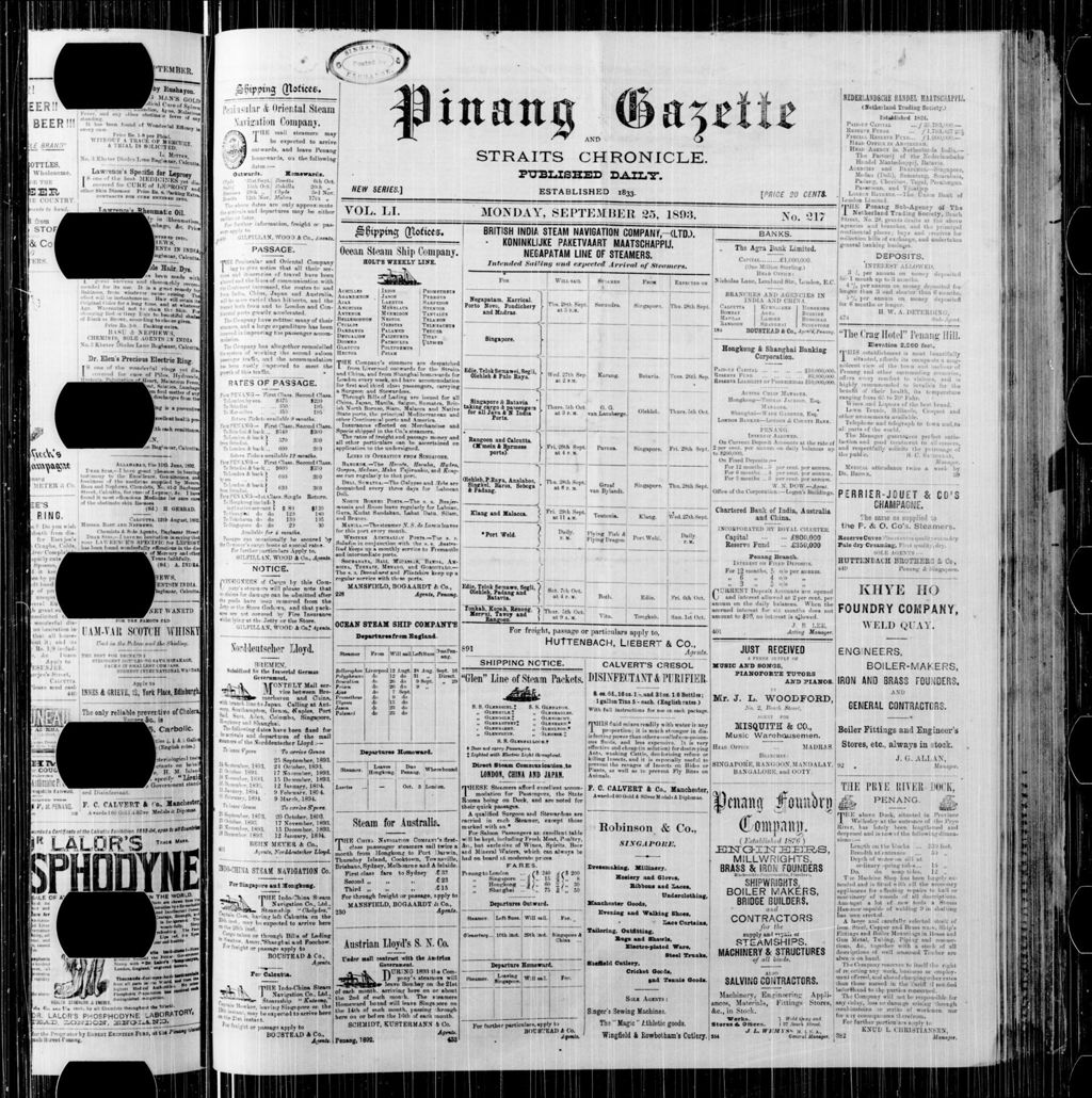 Miniature of Pinang Gazette and Straits Chronicle 25 September 1893