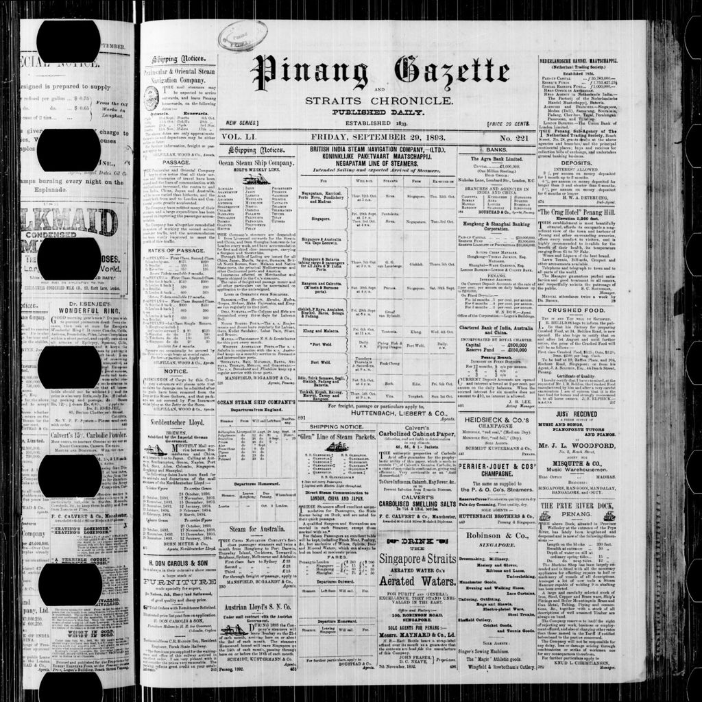 Miniature of Pinang Gazette and Straits Chronicle 29 September 1893