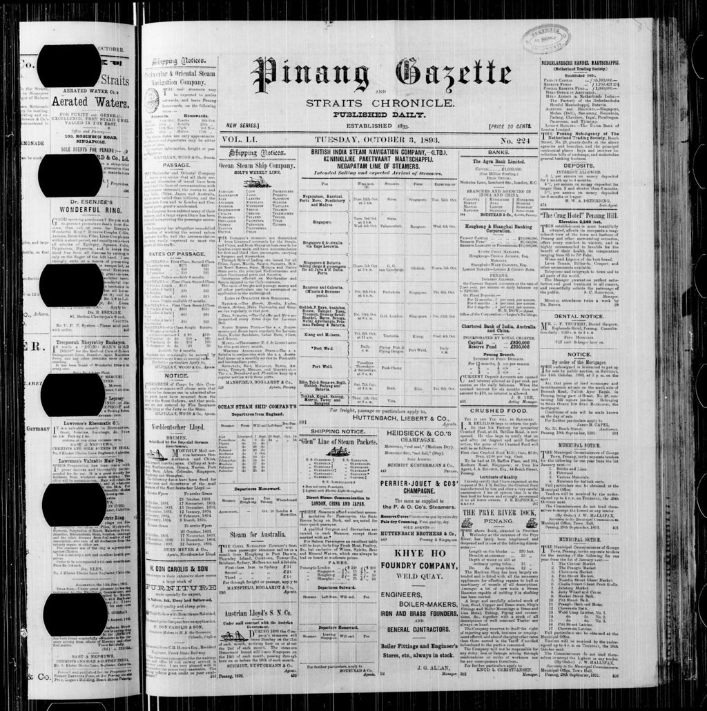 Miniature of Pinang Gazette and Straits Chronicle 03 October 1893