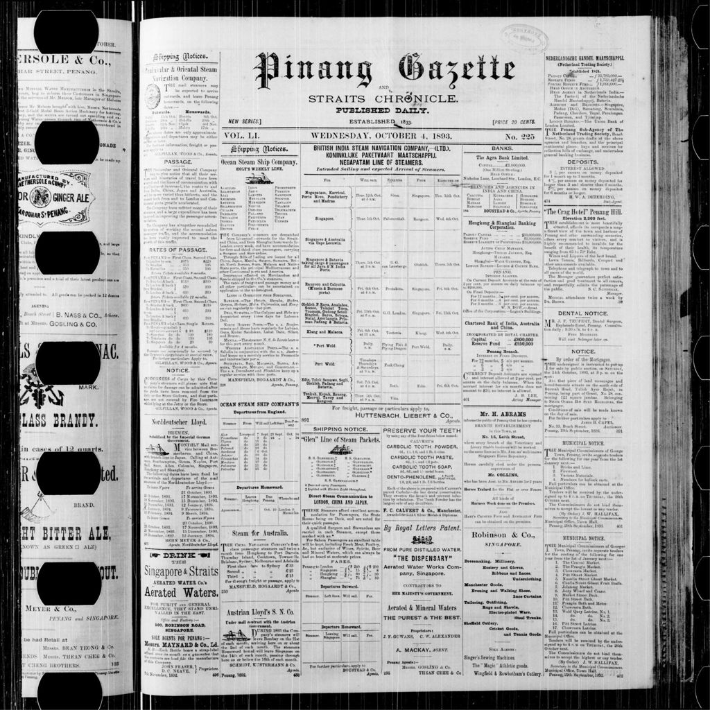 Miniature of Pinang Gazette and Straits Chronicle 04 October 1893