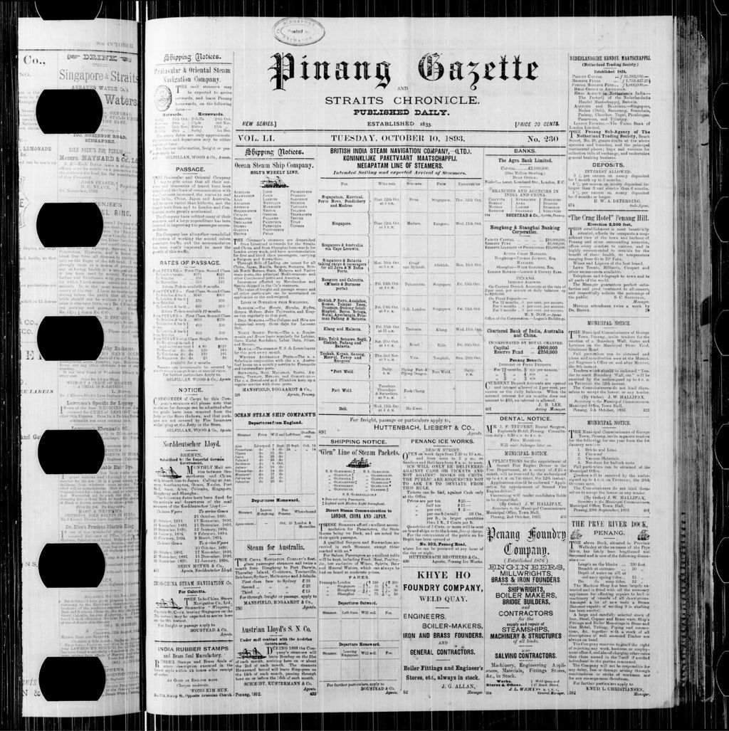 Miniature of Pinang Gazette and Straits Chronicle 10 October 1893