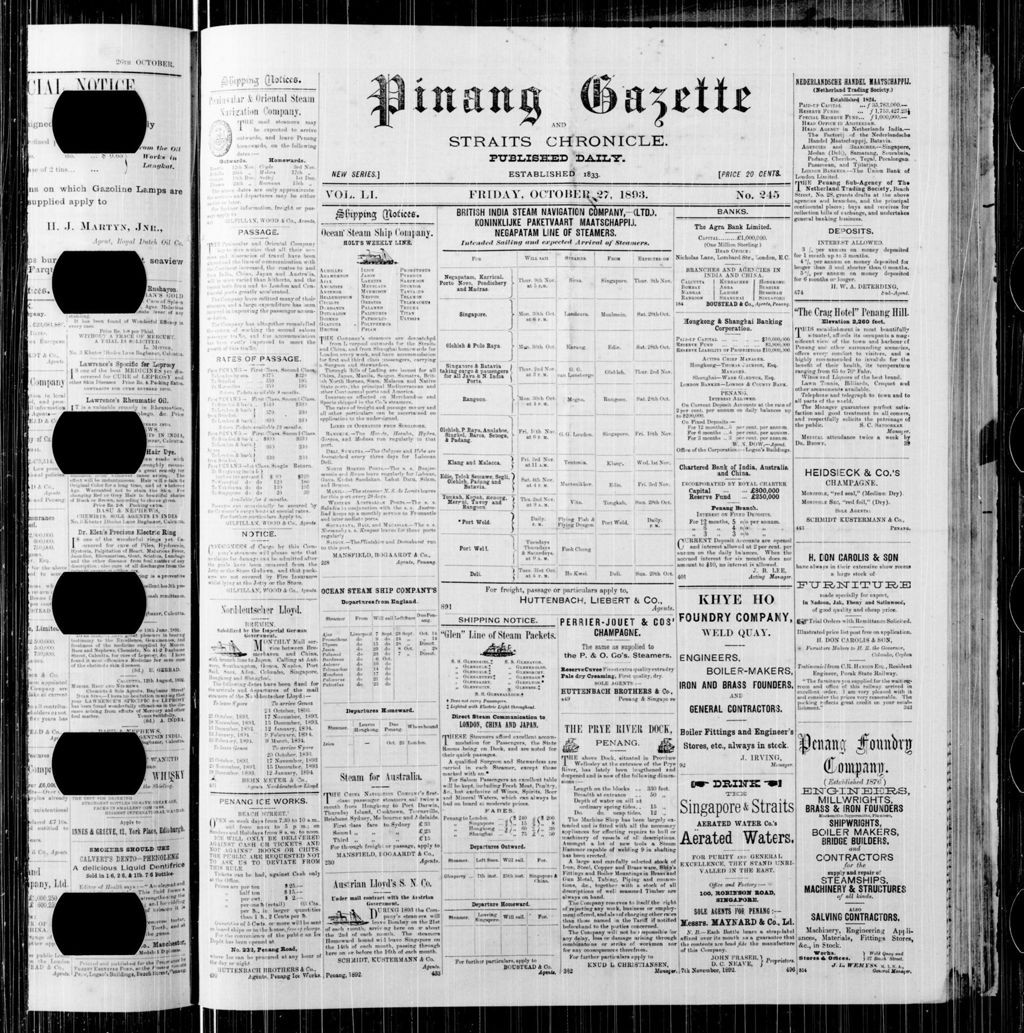 Miniature of Pinang Gazette and Straits Chronicle 27 October 1893