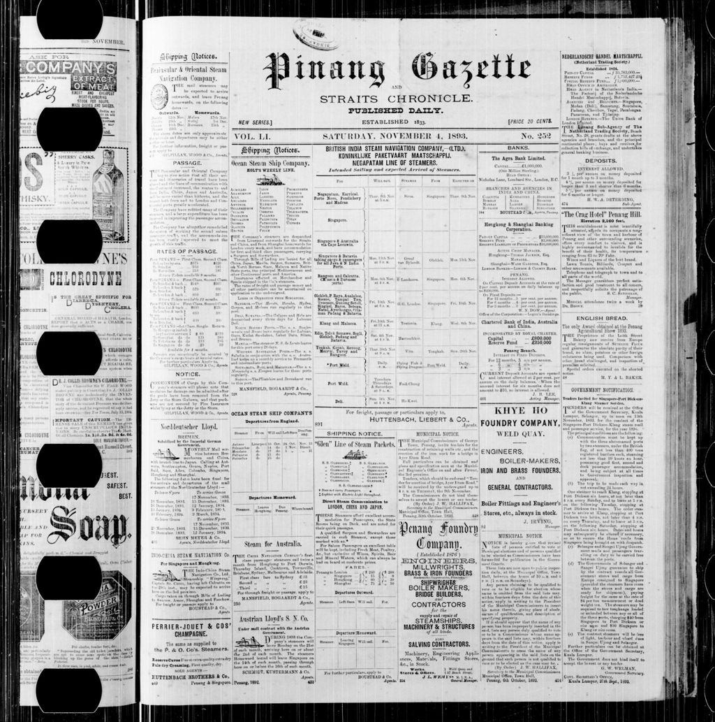 Miniature of Pinang Gazette and Straits Chronicle 04 November 1893