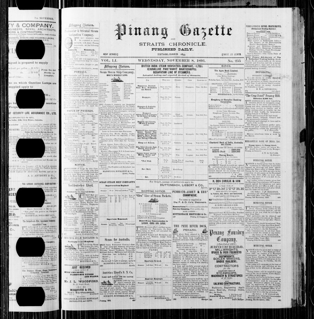 Miniature of Pinang Gazette and Straits Chronicle 08 November 1893