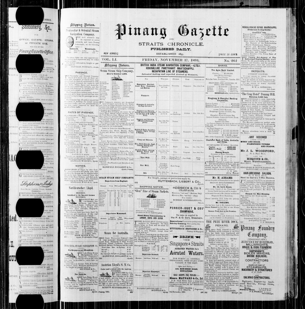 Miniature of Pinang Gazette and Straits Chronicle 17 November 1893