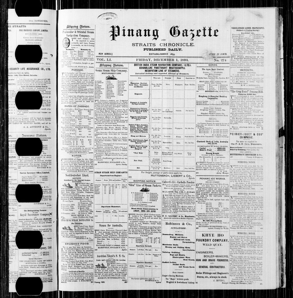 Miniature of Pinang Gazette and Straits Chronicle 01 December 1893