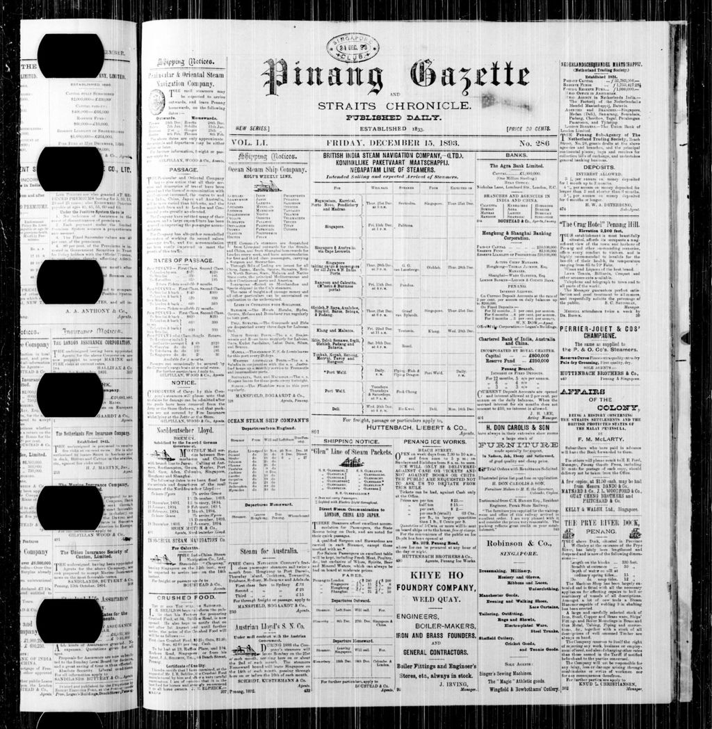 Miniature of Pinang Gazette and Straits Chronicle 15 December 1893