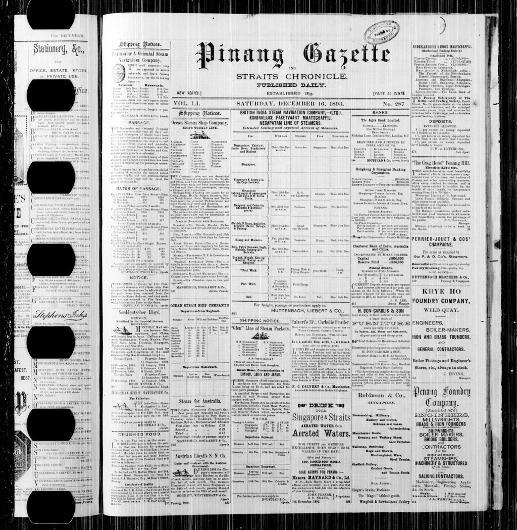 Miniature of Pinang Gazette and Straits Chronicle 16 December 1893