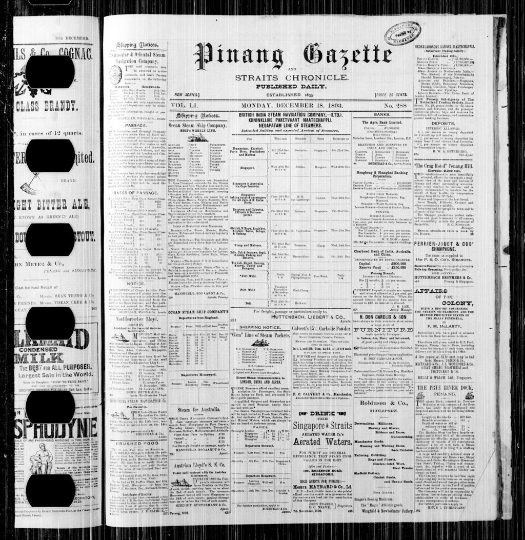 Miniature of Pinang Gazette and Straits Chronicle 18 December 1893