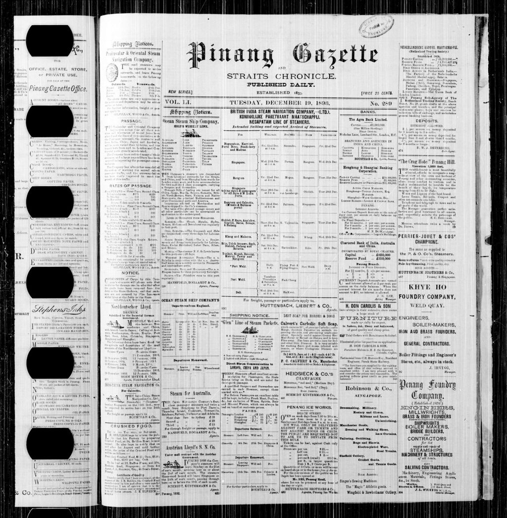 Miniature of Pinang Gazette and Straits Chronicle 19 December 1893