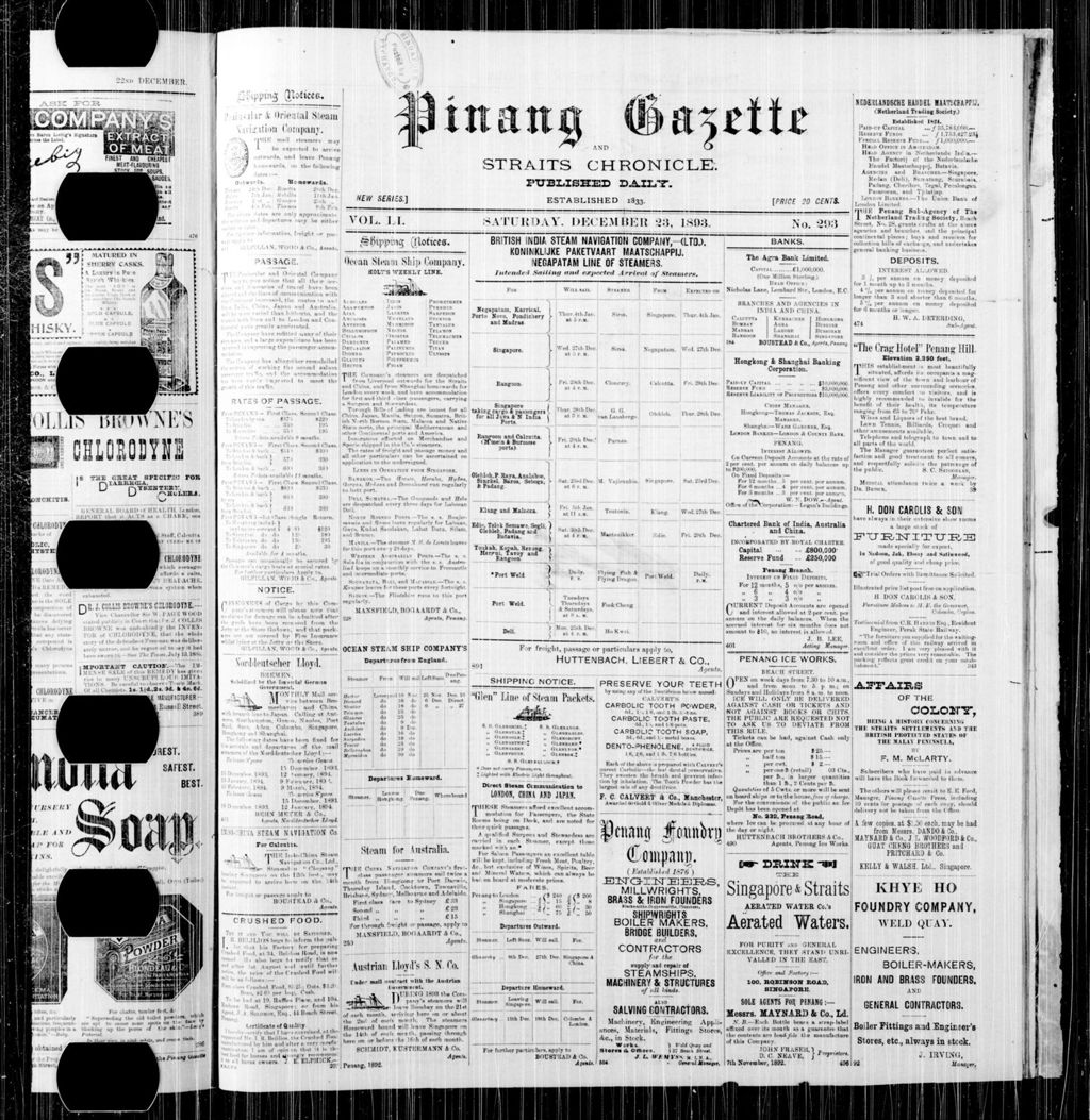 Miniature of Pinang Gazette and Straits Chronicle 23 December 1893