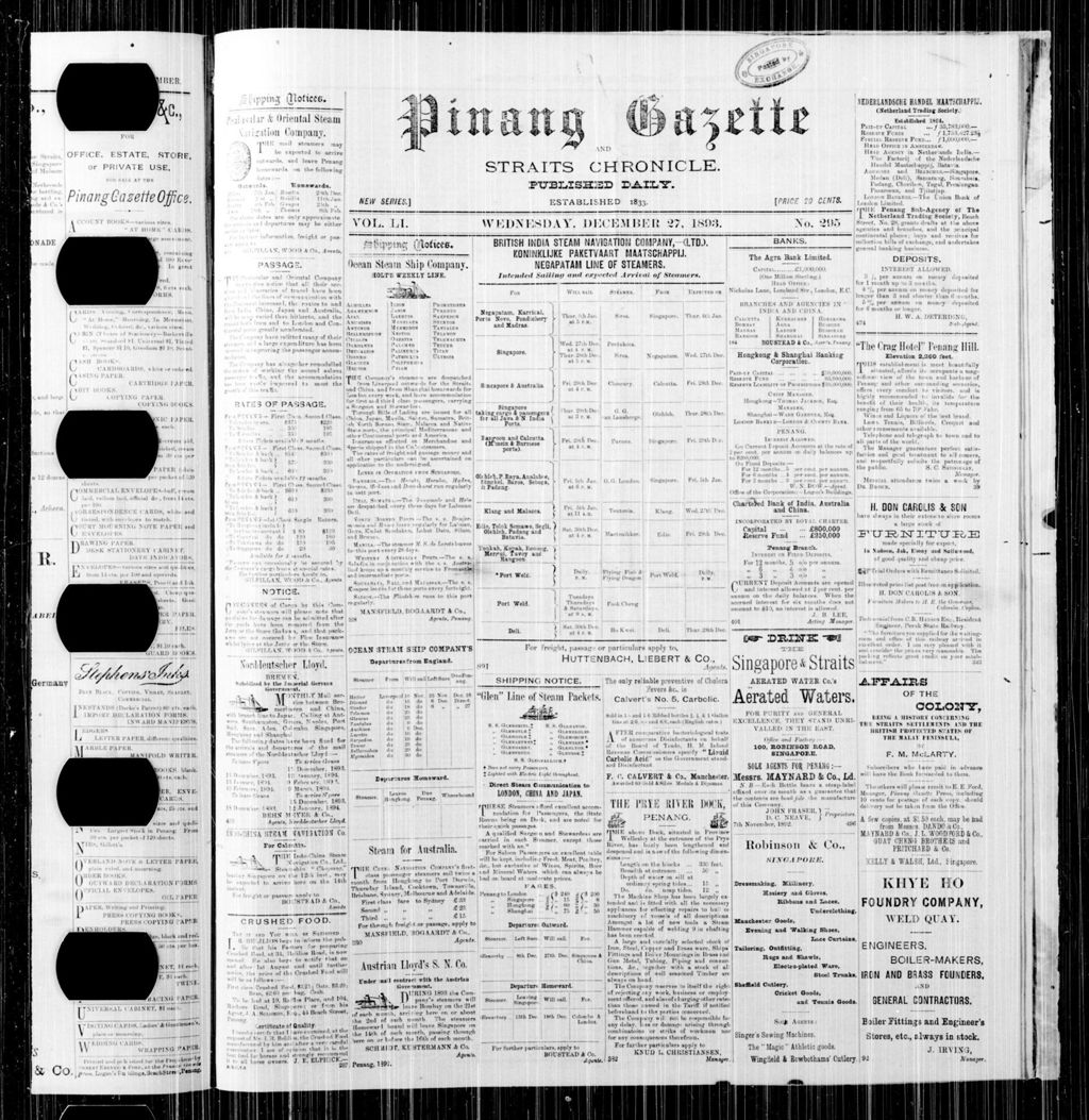 Miniature of Pinang Gazette and Straits Chronicle 27 December 1893