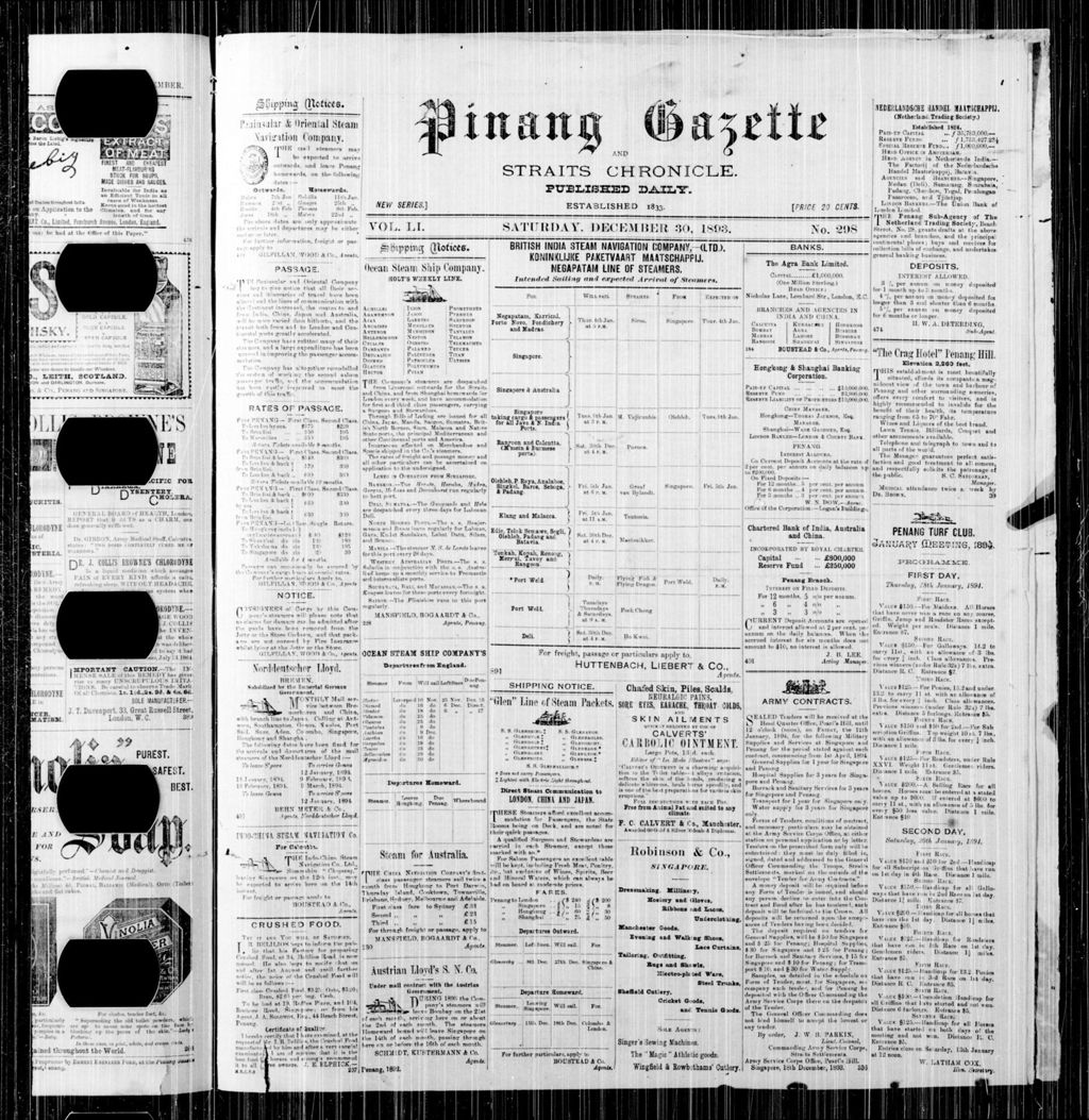 Miniature of Pinang Gazette and Straits Chronicle 30 December 1893