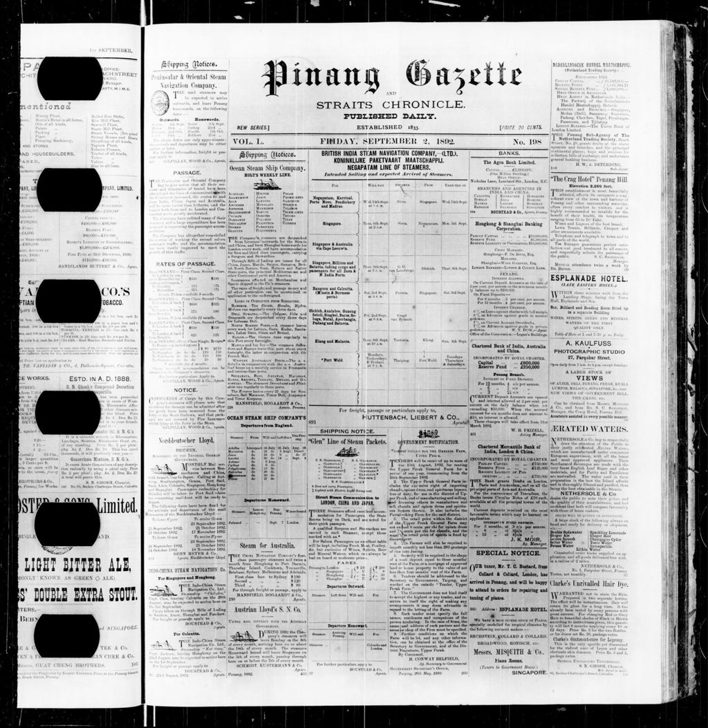 Miniature of Pinang Gazette and Straits Chronicle 02 September 1892