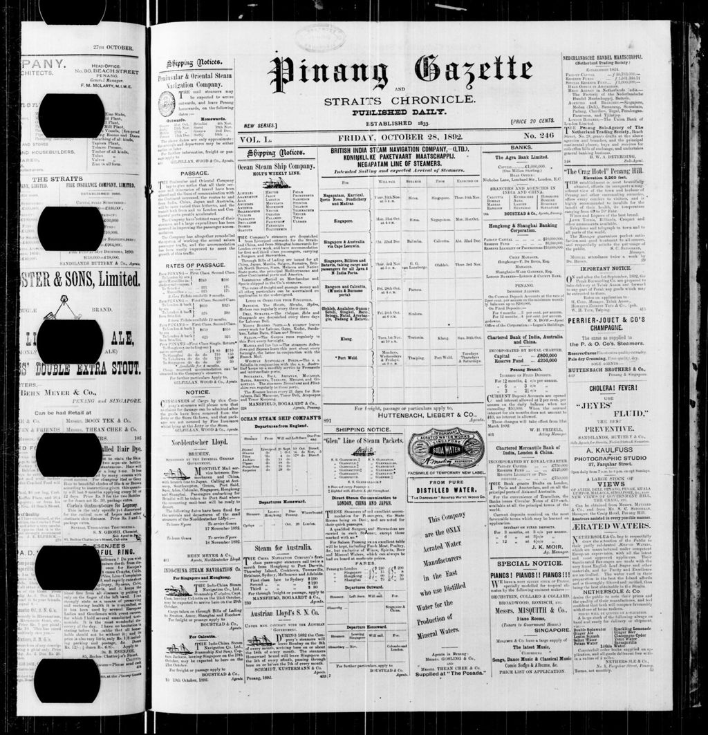 Miniature of Pinang Gazette and Straits Chronicle 28 October 1892