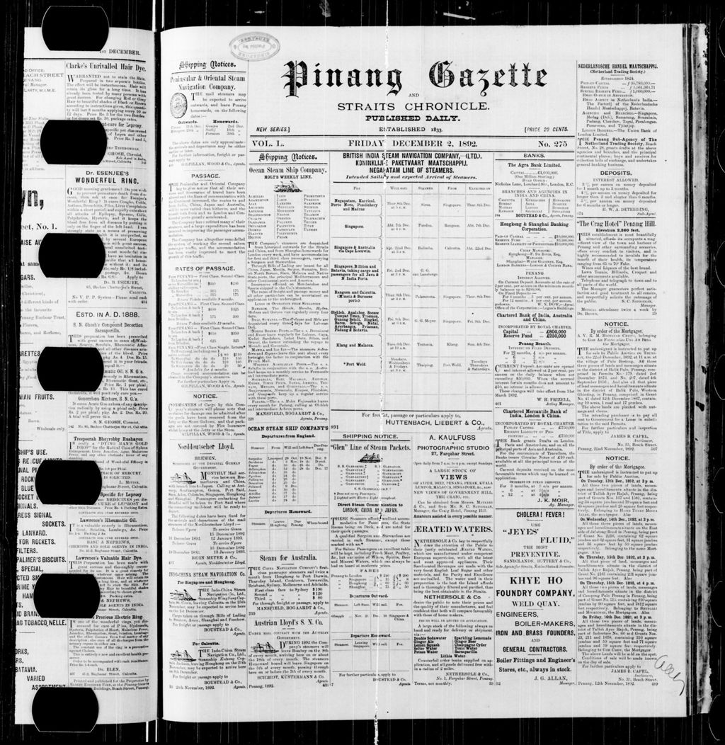 Miniature of Pinang Gazette and Straits Chronicle 02 December 1892