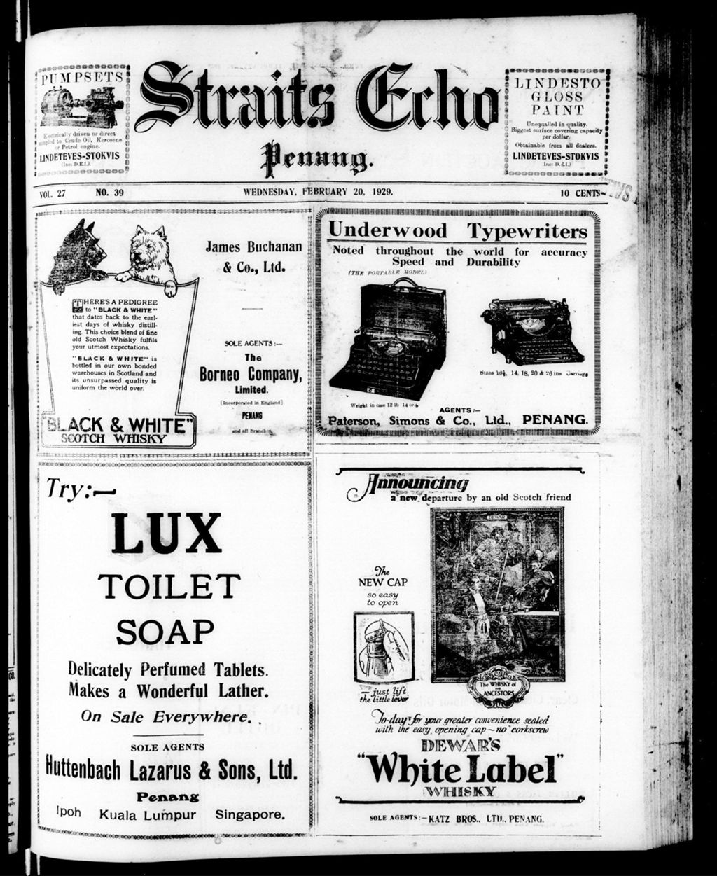 Miniature of Straits Echo 20 February 1929