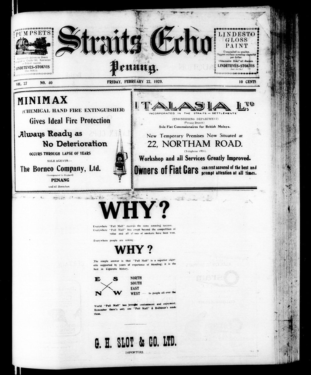 Miniature of Straits Echo 22 February 1929