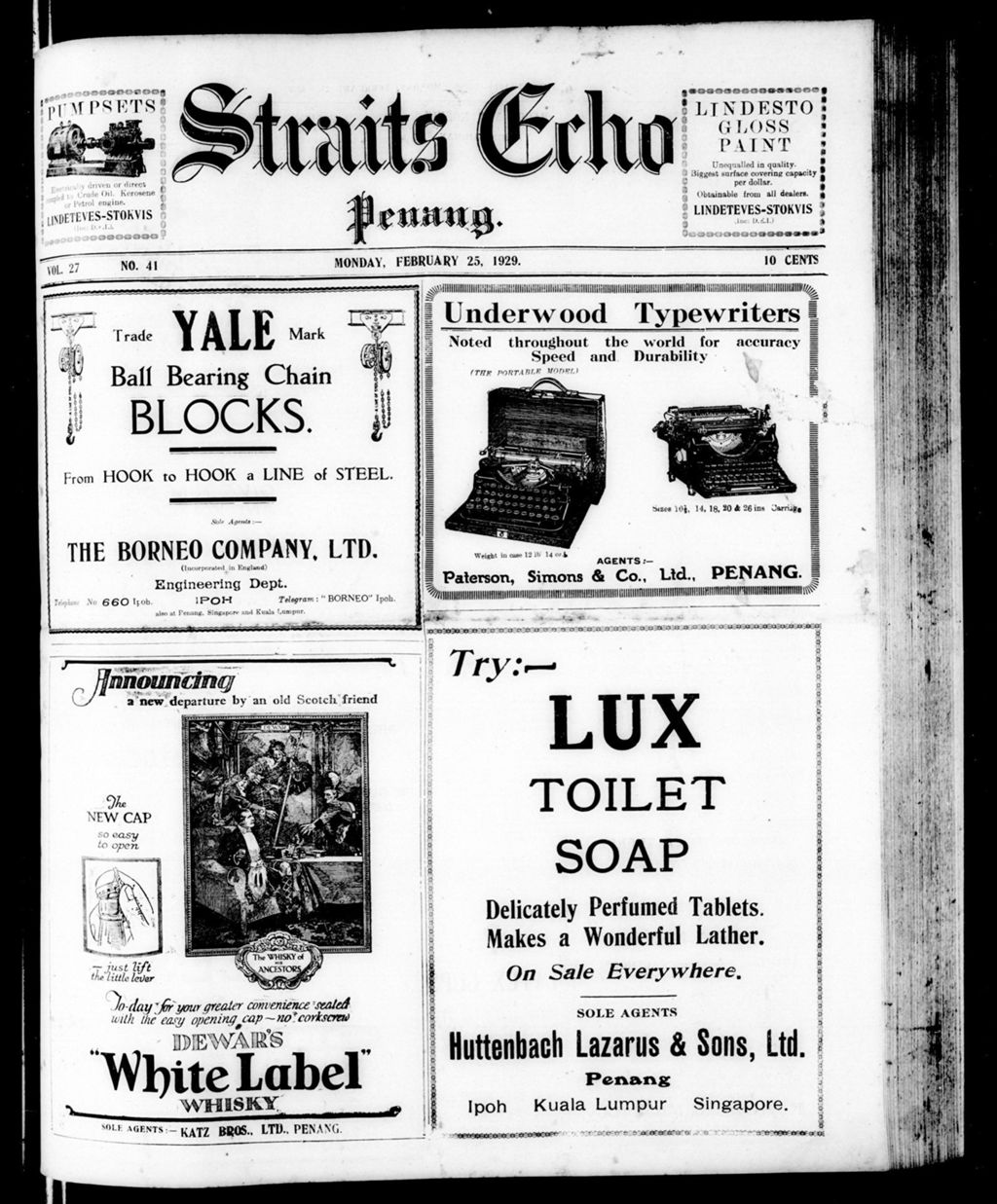 Miniature of Straits Echo 25 February 1929