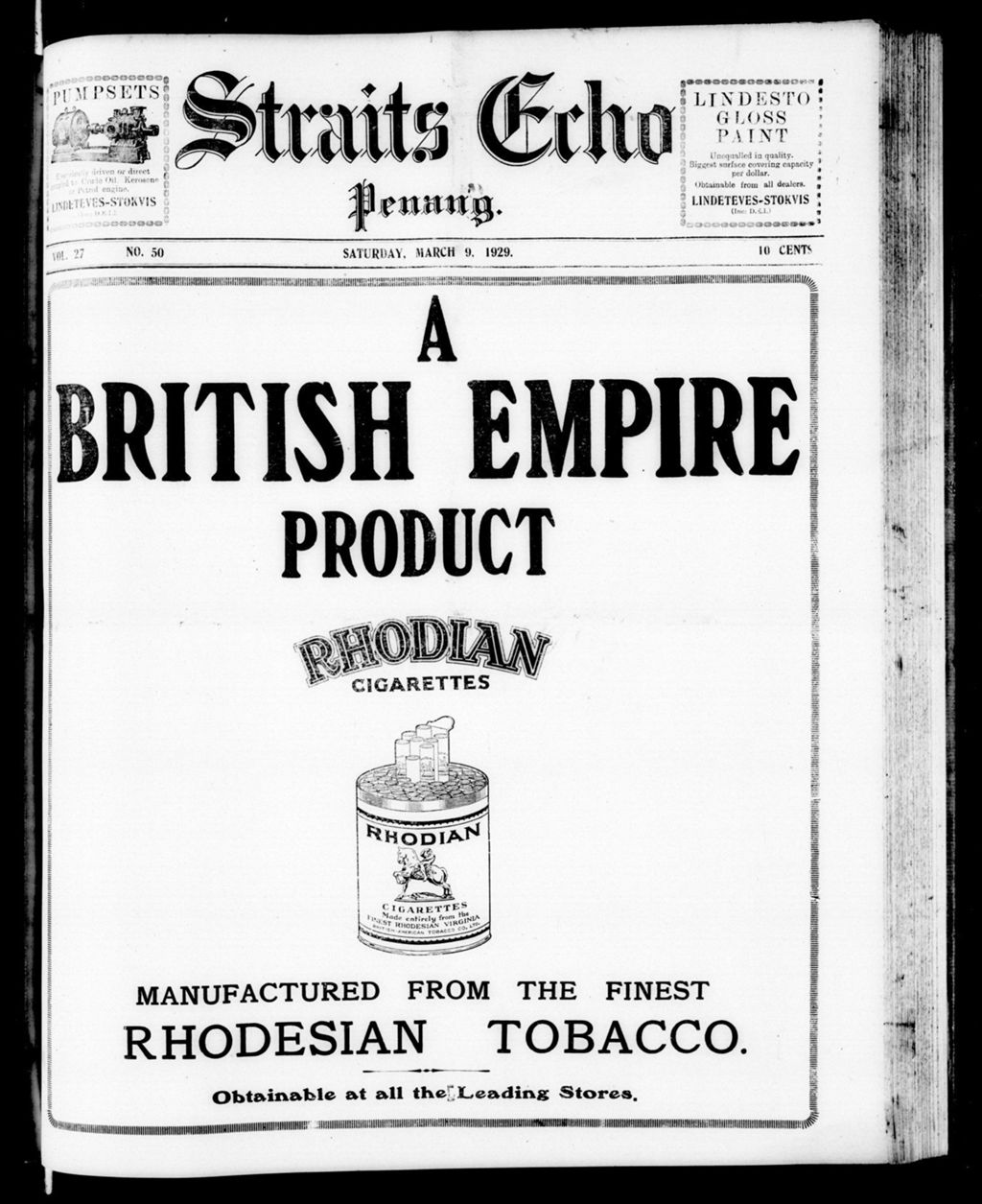 Miniature of Straits Echo 09 March 1929