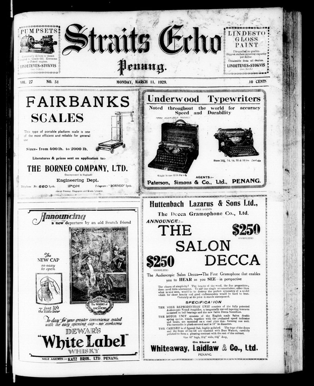 Miniature of Straits Echo 11 March 1929