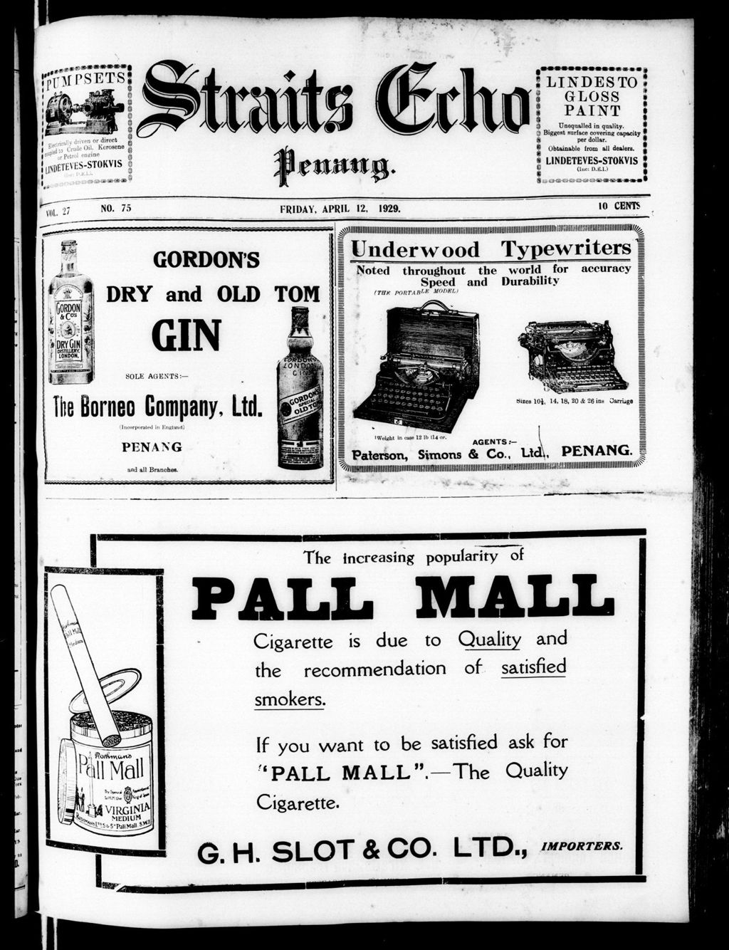 Miniature of Straits Echo 12 April 1929