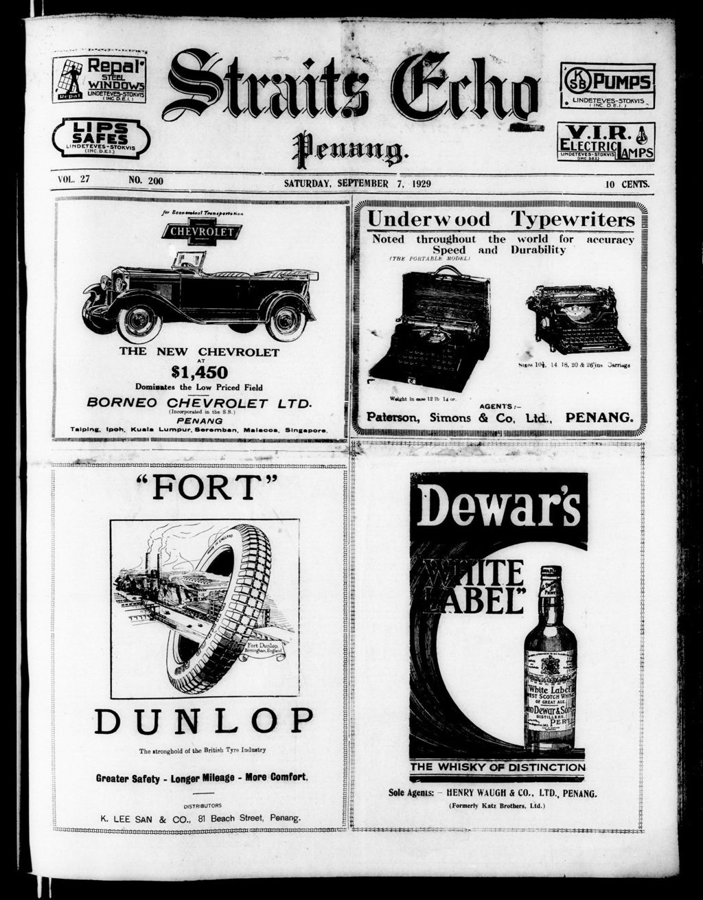 Miniature of Straits Echo 07 September 1929