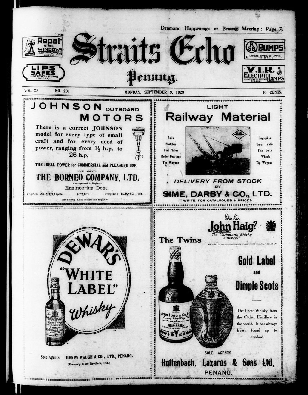 Miniature of Straits Echo 09 September 1929