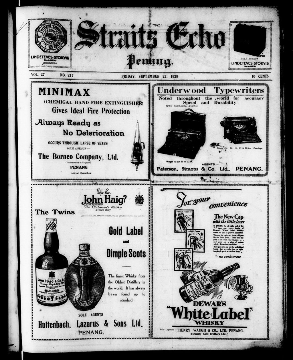 Miniature of Straits Echo 27 September 1929