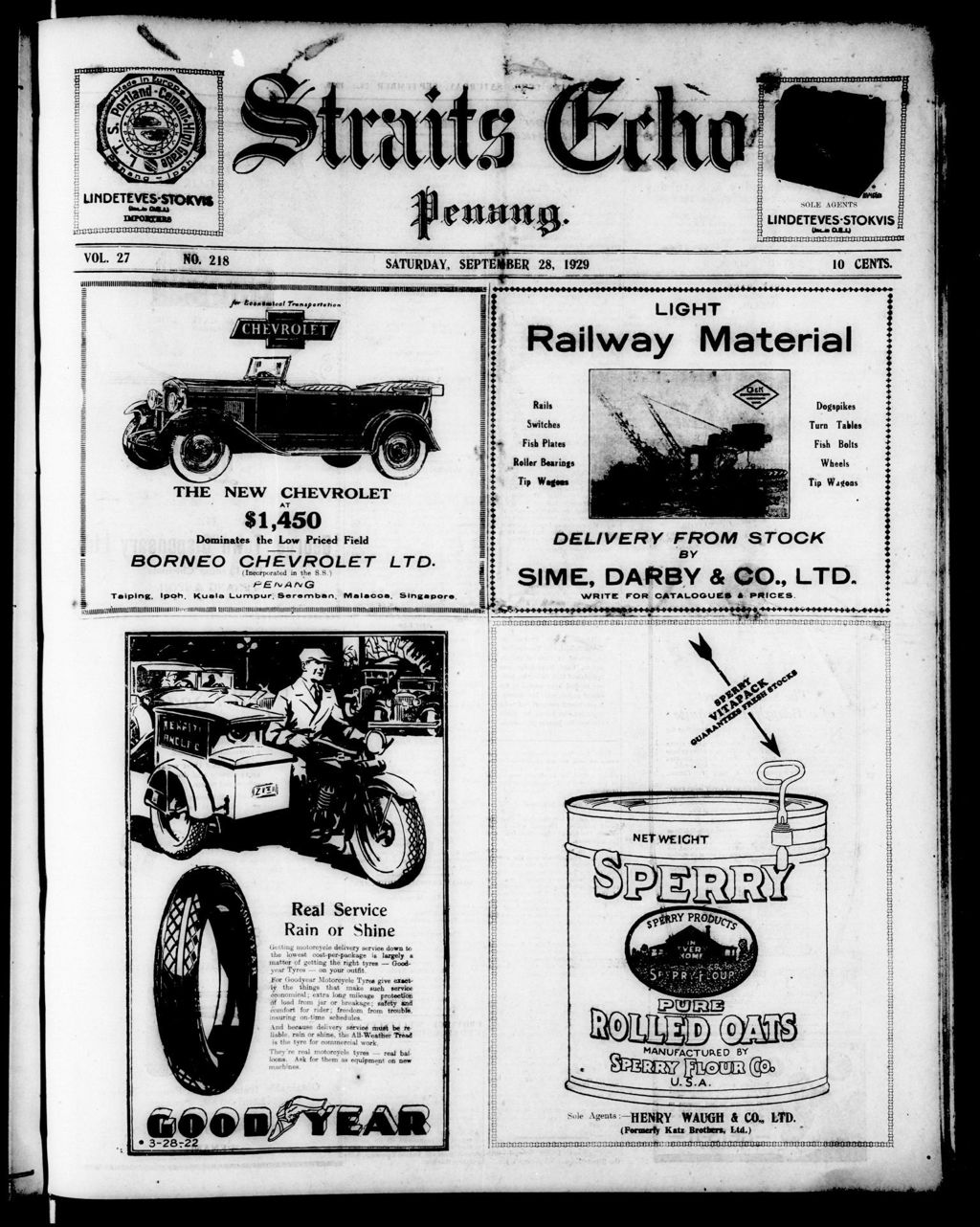 Miniature of Straits Echo 28 September 1929