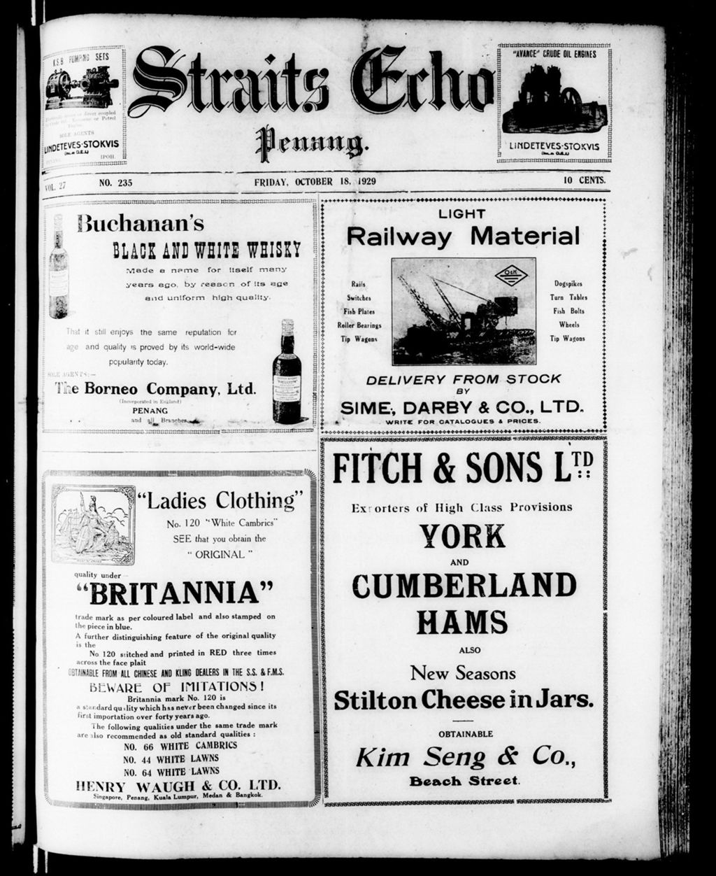 Miniature of Straits Echo 18 October 1929