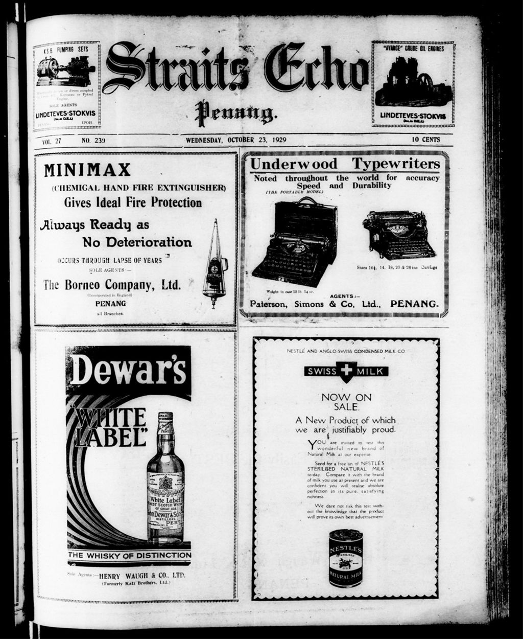 Miniature of Straits Echo 23 October 1929