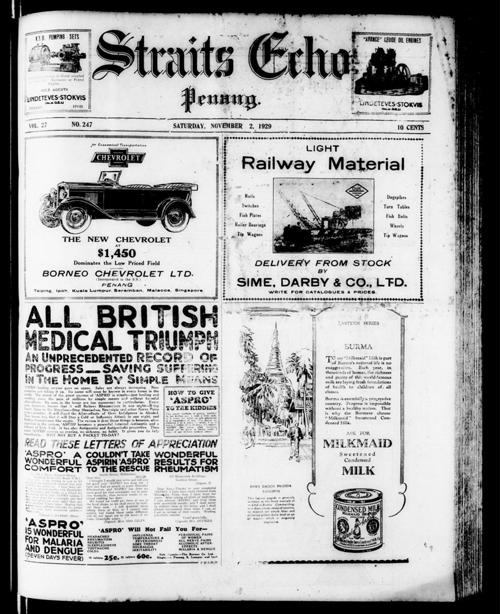 Miniature of Straits Echo 02 November 1929