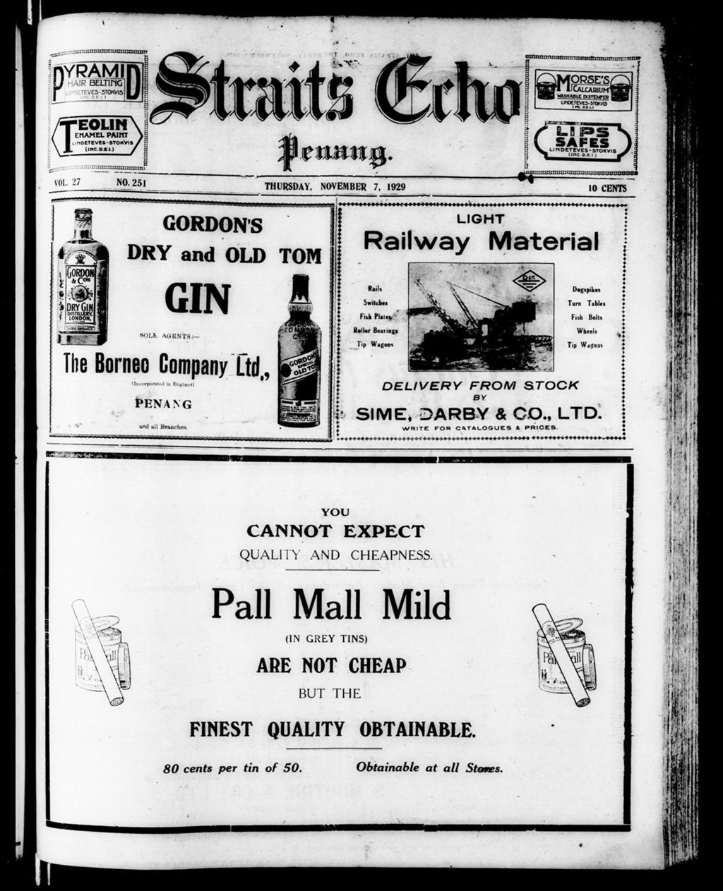 Miniature of Straits Echo 07 November 1929