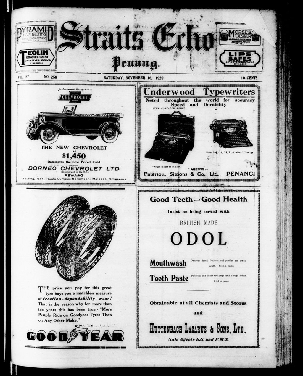 Miniature of Straits Echo 16 November 1929