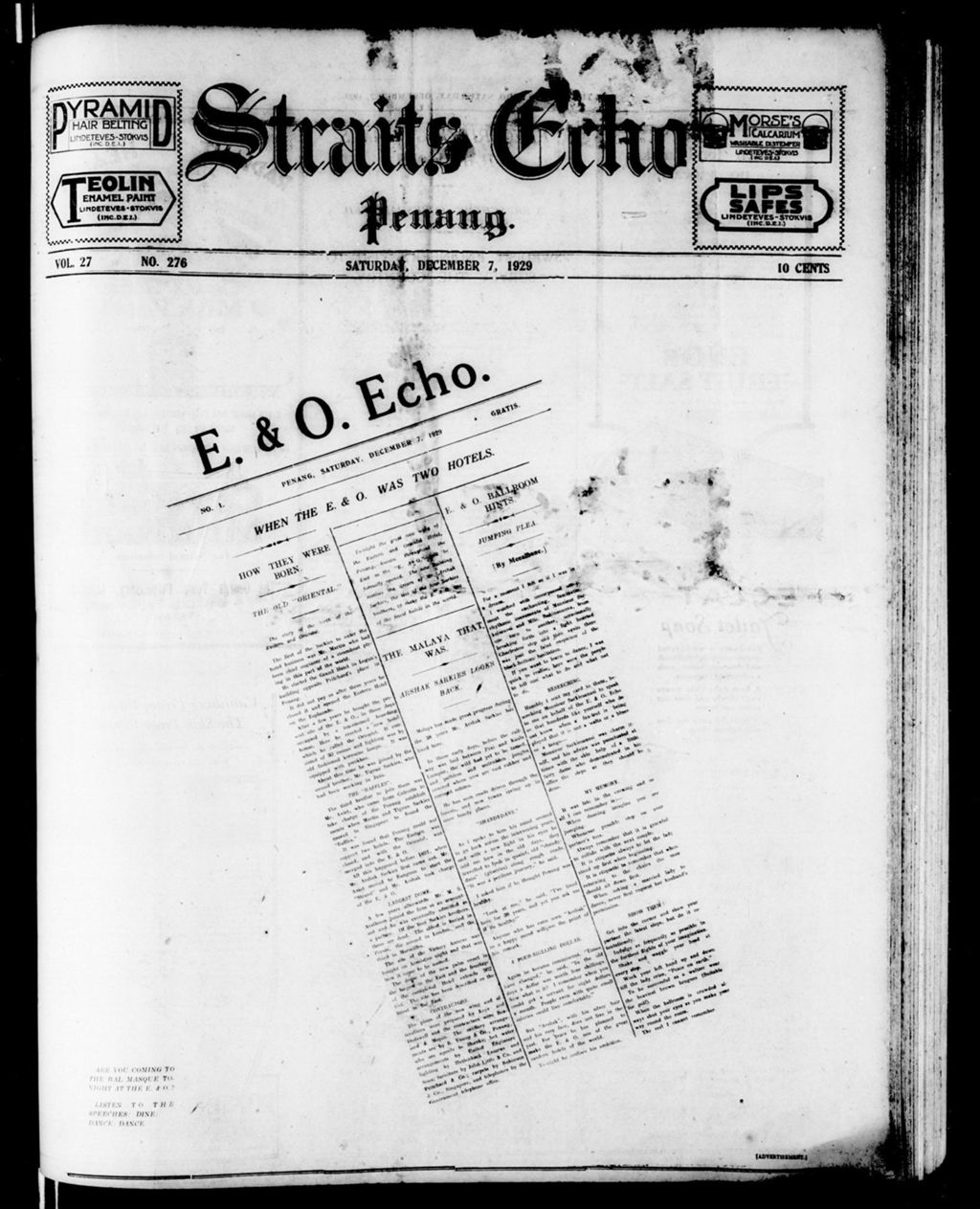 Miniature of Straits Echo 07 December 1929