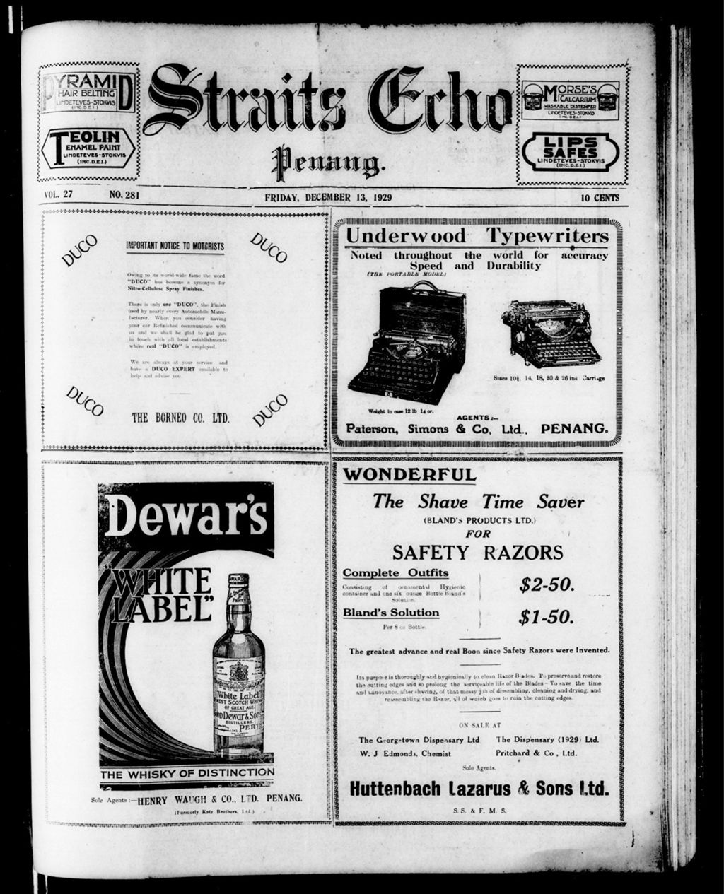 Miniature of Straits Echo 13 December 1929